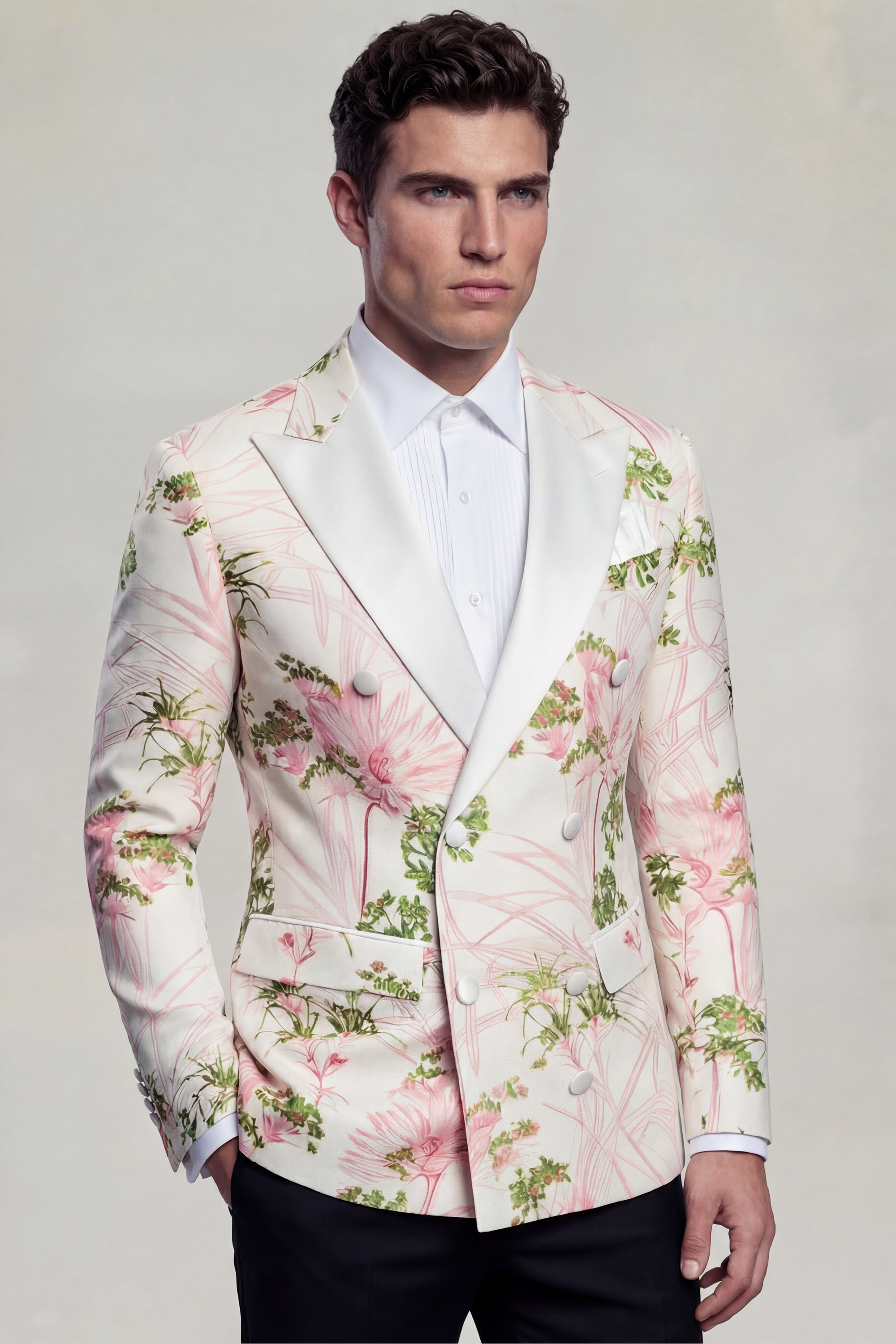 Double-Breasted-Floral-Tuxedo-with-Black-Pants-from-Gentlemansguru.com